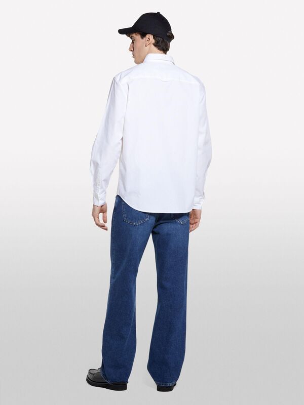 Streç Pamuklu Regular Fit Gömlek Erkek Beyaz Gömlek - 325P58FJSQ04F