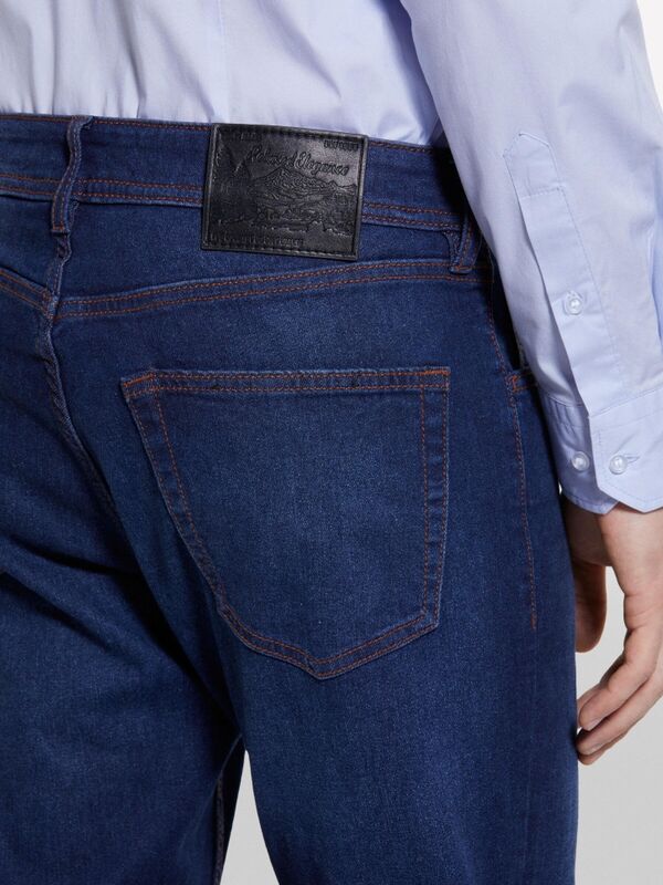 Streç Pamuklu Taş Yıkama Orta Bel Slim Fit Denim Pantolon Erkek Buz mavisi Denim Pantolon - 325P4TAYSE02J