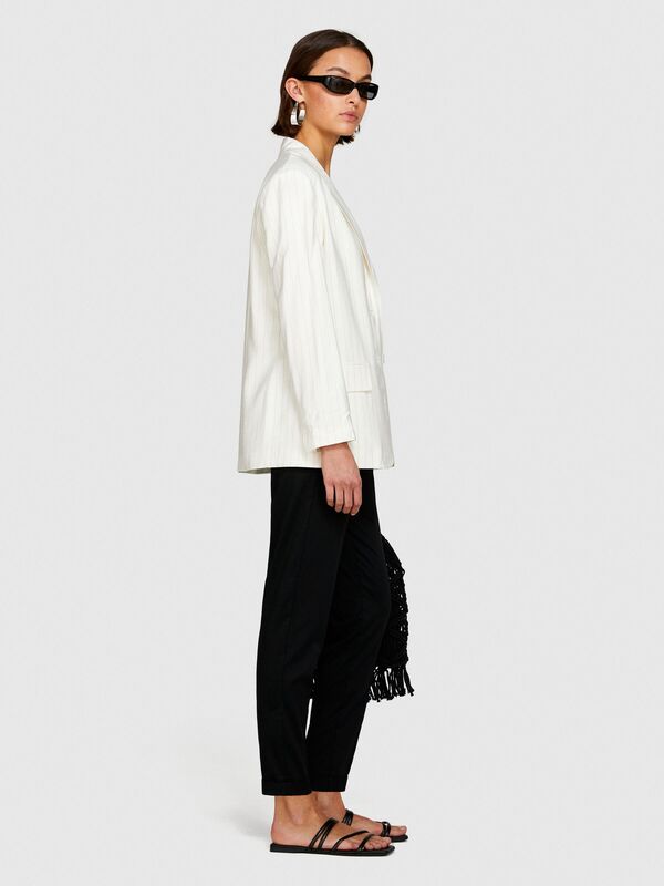 Streç Pamuklu Yanları Cepli Cigarette Pantolon Kadın Siyah Pantolon - 324P4ED4LF00R