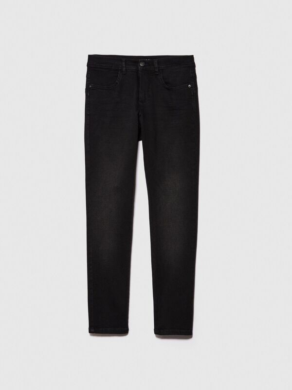 Streç Pamuklu Yüksek Bel Dar Paça Denim Pantolon Kadın Lacivert Pantolon - 324P4RR3575V7