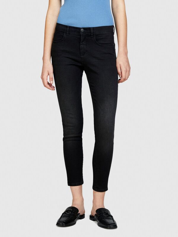 Streç Pamuklu Yüksek Bel Dar Paça Denim Pantolon Kadın Lacivert Pantolon - 324P4RR3575V7