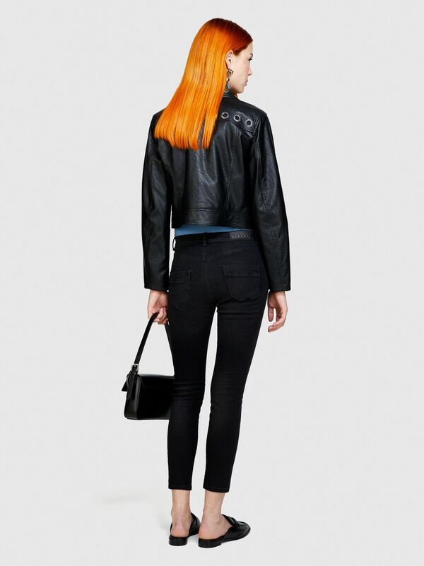 Streç Pamuklu Yüksek Bel Dar Paça Denim Pantolon Kadın Lacivert Pantolon - 324P4RR3575V7