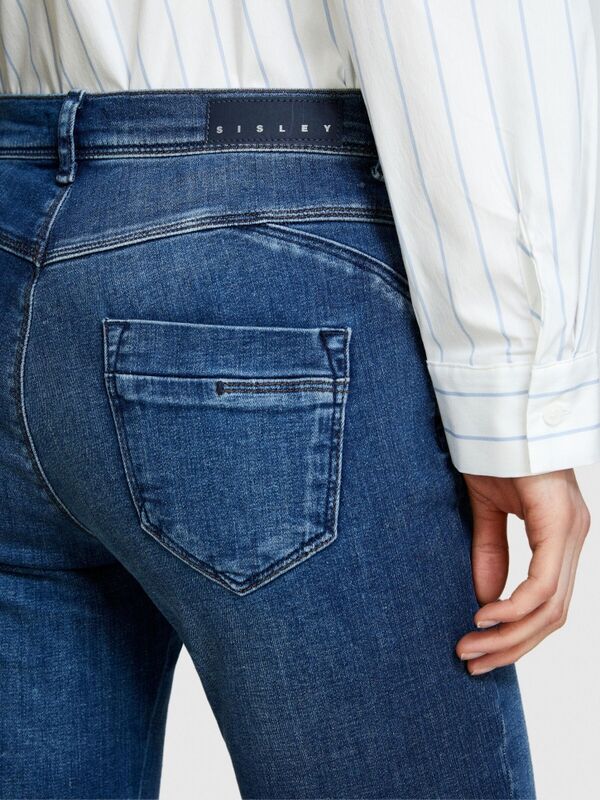 Streç Pamuklu Yüksek Bel Dar Paça Denim Pantolon Kadın Siyah Mix Pantolon - 324P4RR3575V7