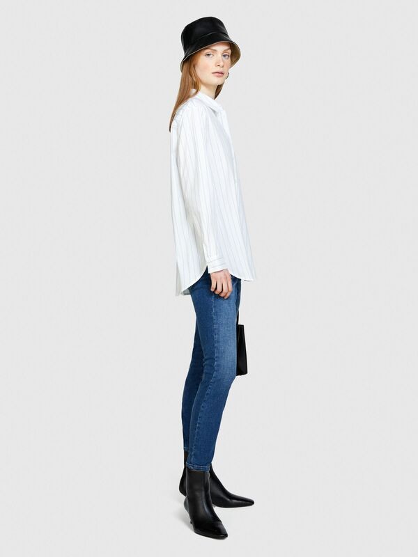 Streç Pamuklu Yüksek Bel Dar Paça Denim Pantolon Kadın Siyah Mix Pantolon - 324P4RR3575V7