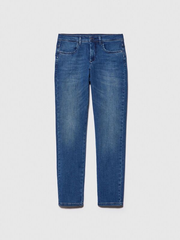 Streç Pamuklu Yüksek Bel Dar Paça Denim Pantolon Kadın Siyah Mix Pantolon - 324P4RR3575V7