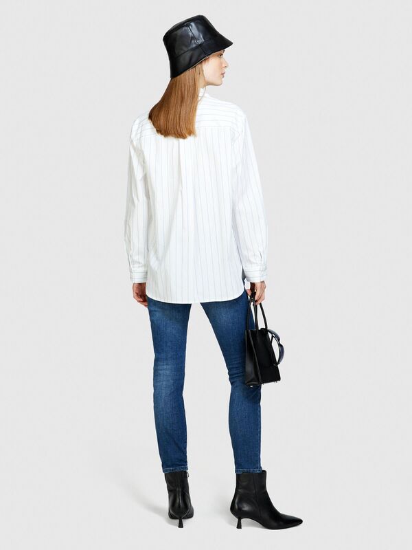 Streç Pamuklu Yüksek Bel Dar Paça Denim Pantolon Kadın Siyah Mix Pantolon - 324P4RR3575V7