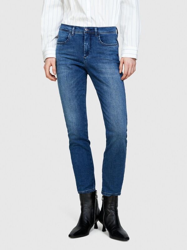 Streç Pamuklu Yüksek Bel Dar Paça Denim Pantolon Kadın Siyah Mix Pantolon - 324P4RR3575V7