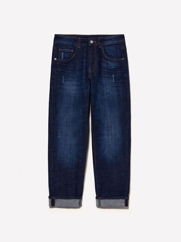 Streç Pamuklu Yüksek Bel Kıvrık Paça Denim Pantolon Kadın Haki Mix Pantolon - 324A47DF575O7