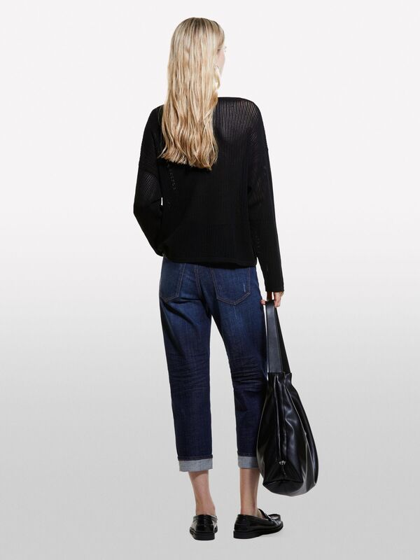 Streç Pamuklu Yüksek Bel Kıvrık Paça Denim Pantolon Kadın Haki Mix Pantolon - 324A47DF575O7
