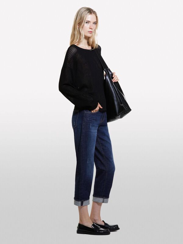 Streç Pamuklu Yüksek Bel Kıvrık Paça Denim Pantolon Kadın Haki Mix Pantolon - 324A47DF575O7