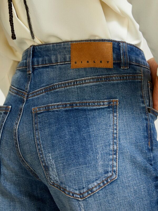 Streç Pamuklu Yüksek Bel Kıvrık Paça Denim Pantolon Kadın Siyah Mix Pantolon - 324P47DF575O7