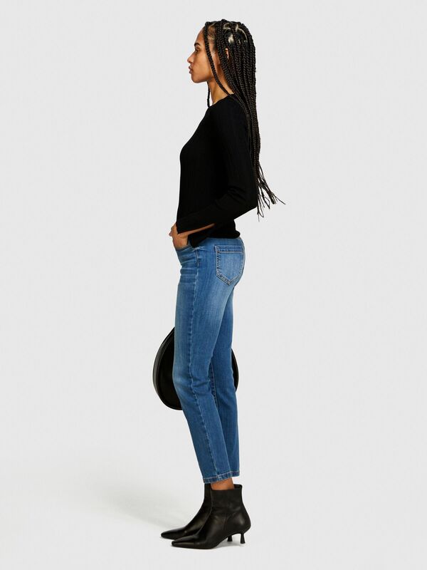 Streç Pamuklu Yüksek Bel Skinny Fit Denim Pantolon Kadın Siyah Mix Pantolon - 324P44PMLE01K