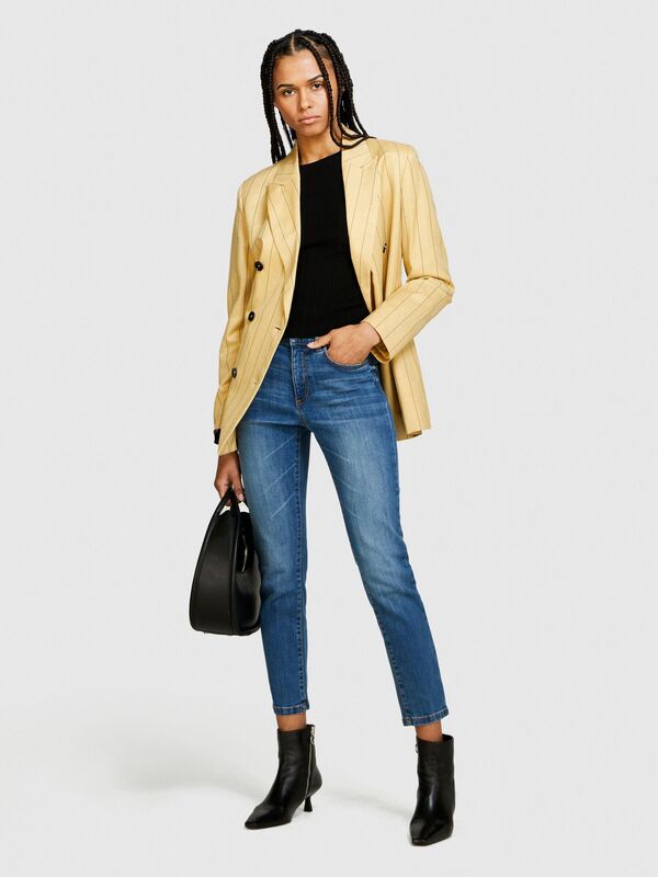Streç Pamuklu Yüksek Bel Skinny Fit Denim Pantolon Kadın Siyah Mix Pantolon - 324P44PMLE01K