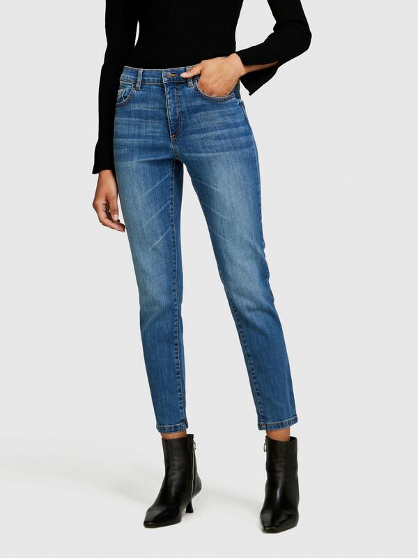 Streç Pamuklu Yüksek Bel Skinny Fit Denim Pantolon Kadın Siyah Mix Pantolon - 324P44PMLE01K