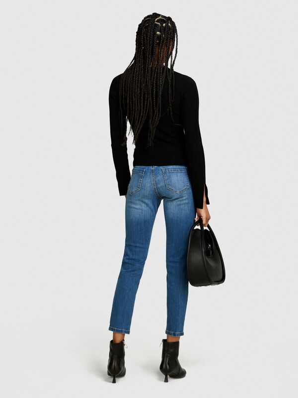 Streç Pamuklu Yüksek Bel Skinny Fit Denim Pantolon Kadın Siyah Mix Pantolon - 324P44PMLE01K