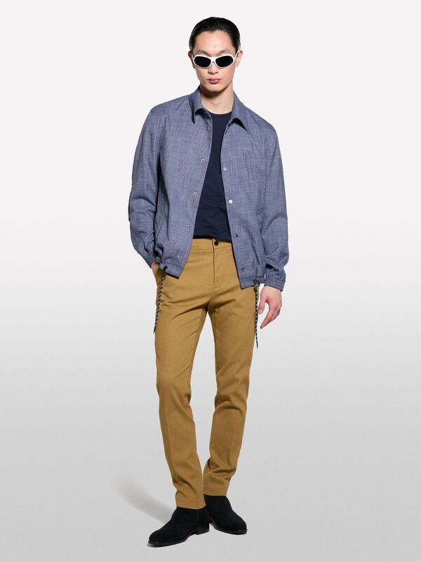 Sisley - Streç Viskozlu Büzme İp Detaylı Regular Fit Ceket Erkek Siyah Ceket - 325P2LPMSN03X