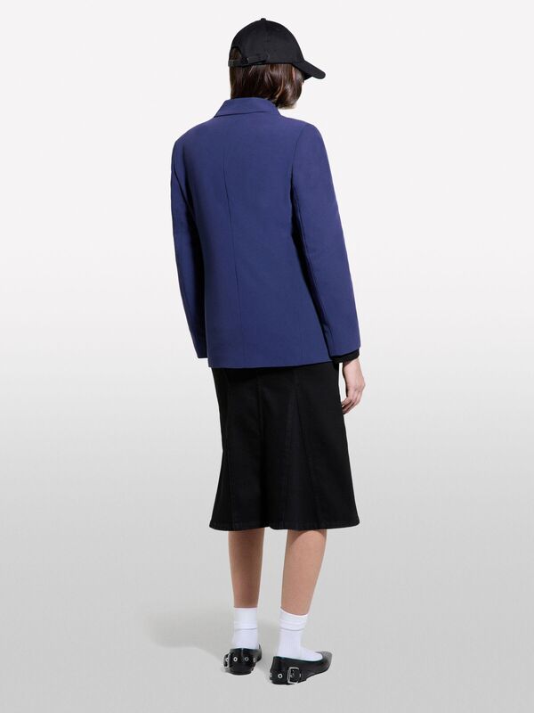 Streç Viskozlu Düğme Detaylı Regular Fit Blazer Ceket Kadın LACİVERT Ceket - 325P2KVXLW02R