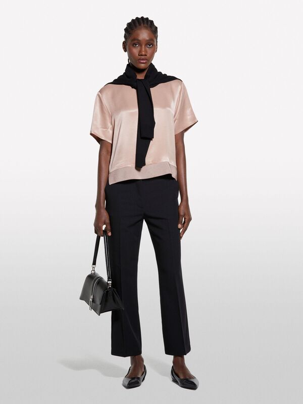 Streç Viskozlu Fransız Cepli Pantolon Kadın Siyah Pantolon - 325P4KVXLE02X