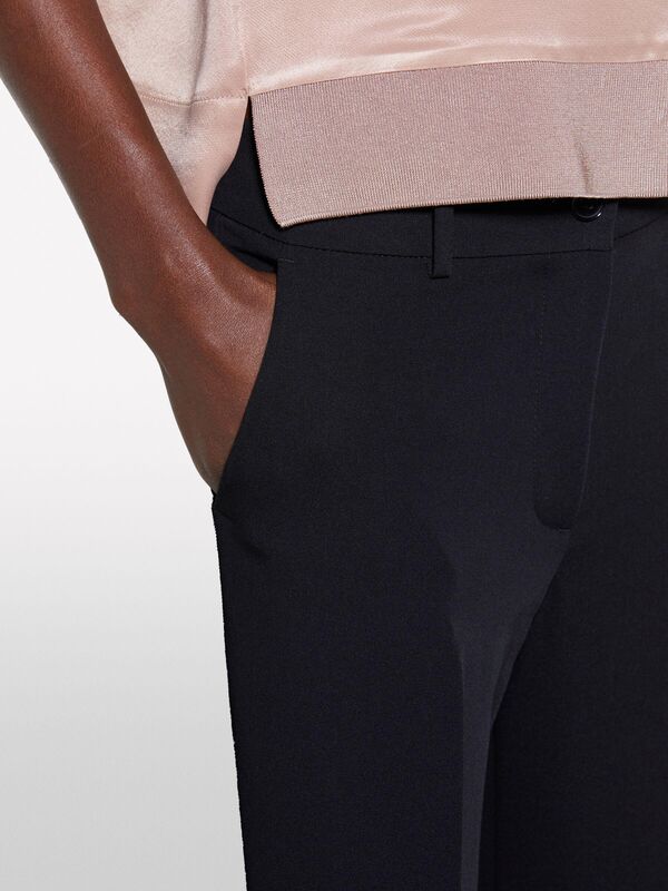 Streç Viskozlu Fransız Cepli Pantolon Kadın Siyah Pantolon - 325P4KVXLE02X