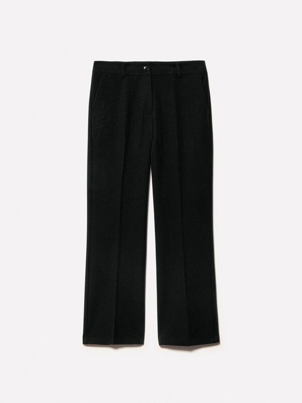 Sisley - Streç Viskozlu Fransız Cepli Pantolon Kadın Siyah Pantolon - 325P4KVXLE02X