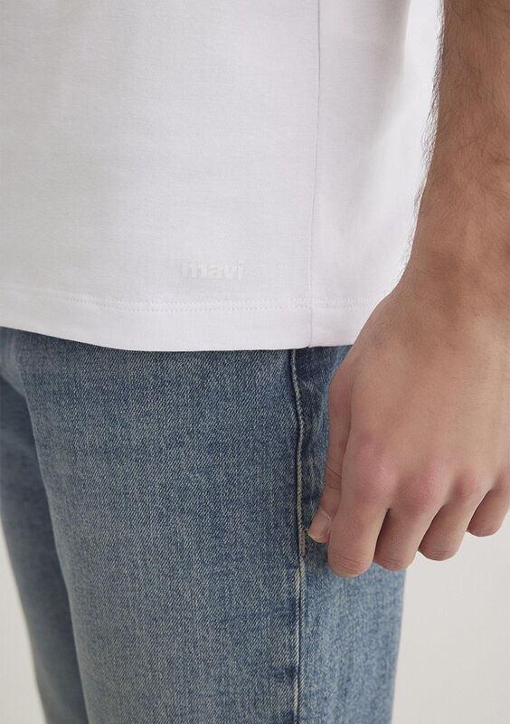 STRETCH TİŞÖRT Erkek Beyaz Basic T-Shirt - M061747