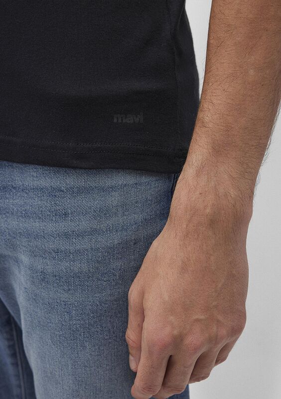 STRETCH TİŞÖRT Erkek Siyah Basic T-Shirt - M061747