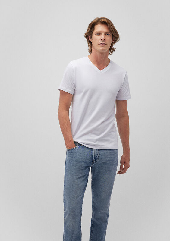 STRETCH V YAKA TİŞÖRT Erkek Beyaz T-Shirt - M061748