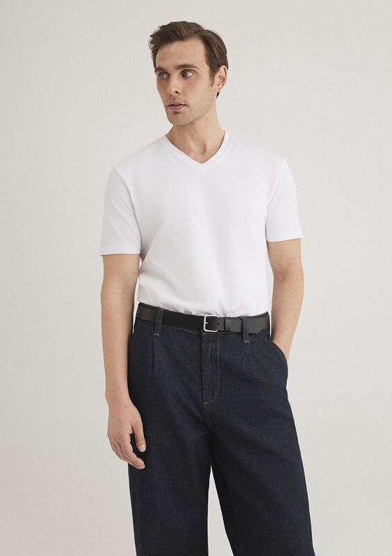 STRETCH V YAKA TİŞÖRT Erkek Beyaz T-Shirt - M061748