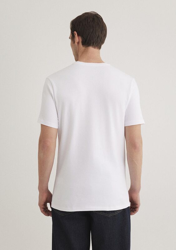 STRETCH V YAKA TİŞÖRT Erkek Beyaz T-Shirt - M061748