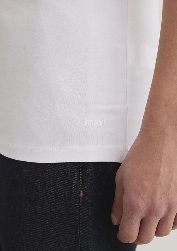 STRETCH V YAKA TİŞÖRT Erkek Beyaz T-Shirt - M061748