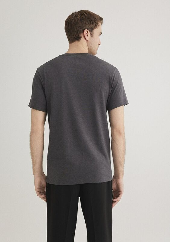 STRETCH V YAKA TİŞÖRT Erkek Gri T-Shirt - M061748