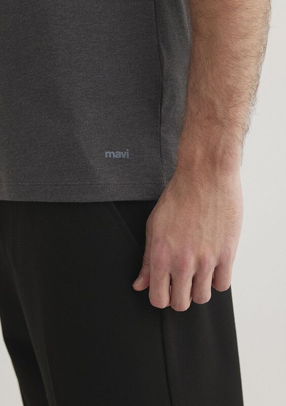 STRETCH V YAKA TİŞÖRT Erkek Gri T-Shirt - M061748