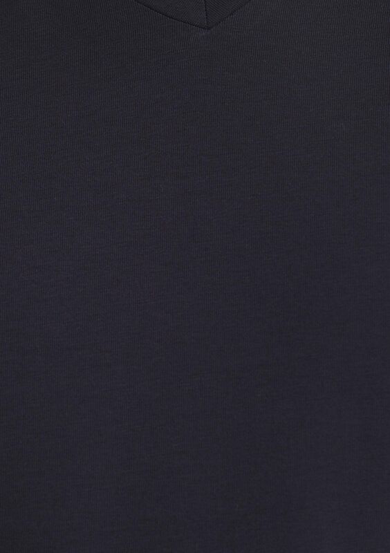 STRETCH V YAKA TİŞÖRT Erkek Koyu Mavi Basic T-Shirt - M061748