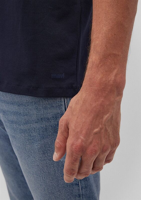 STRETCH V YAKA TİŞÖRT Erkek Koyu Mavi T-Shirt - M061748