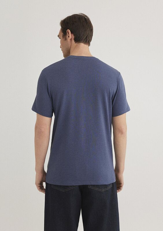 STRETCH V YAKA TİŞÖRT Erkek Mavi Basic T-Shirt - M061748