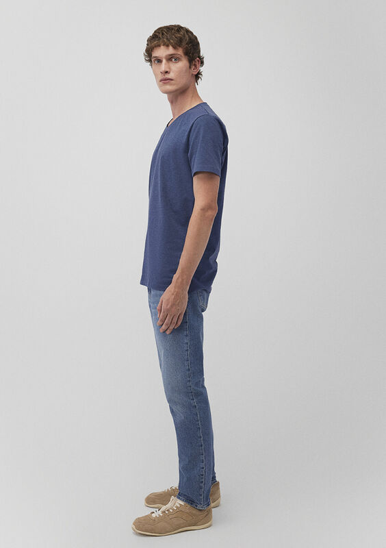 STRETCH V YAKA TİŞÖRT Erkek Mavi T-Shirt - M061748