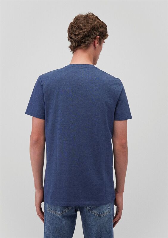 STRETCH V YAKA TİŞÖRT Erkek Mavi T-Shirt - M061748