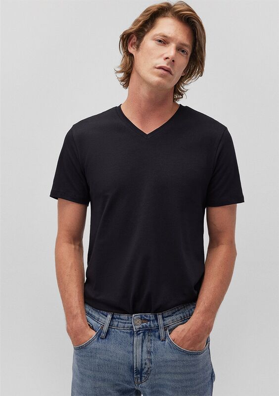STRETCH V YAKA TİŞÖRT Erkek Siyah T-Shirt - M061748