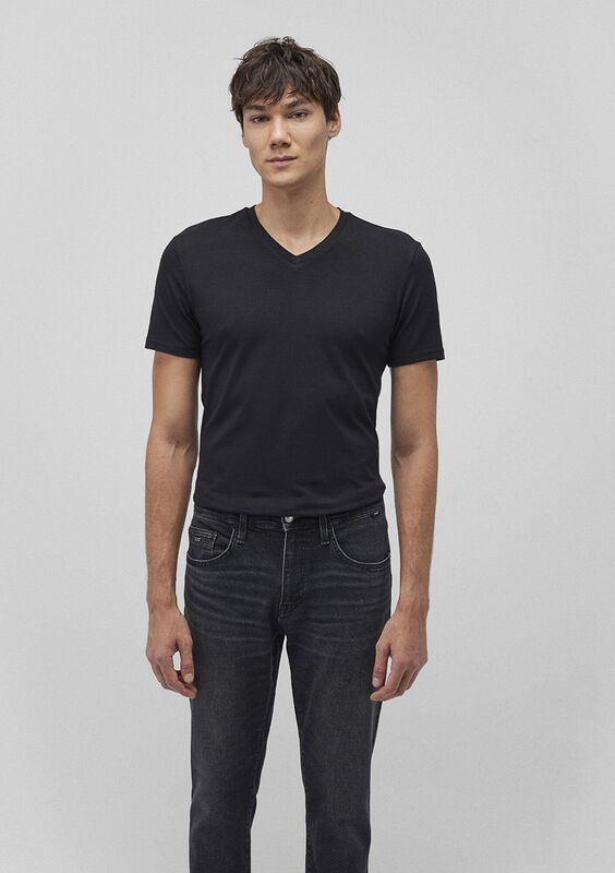 STRETCH V YAKA TİŞÖRT Erkek Siyah T-Shirt - M061748