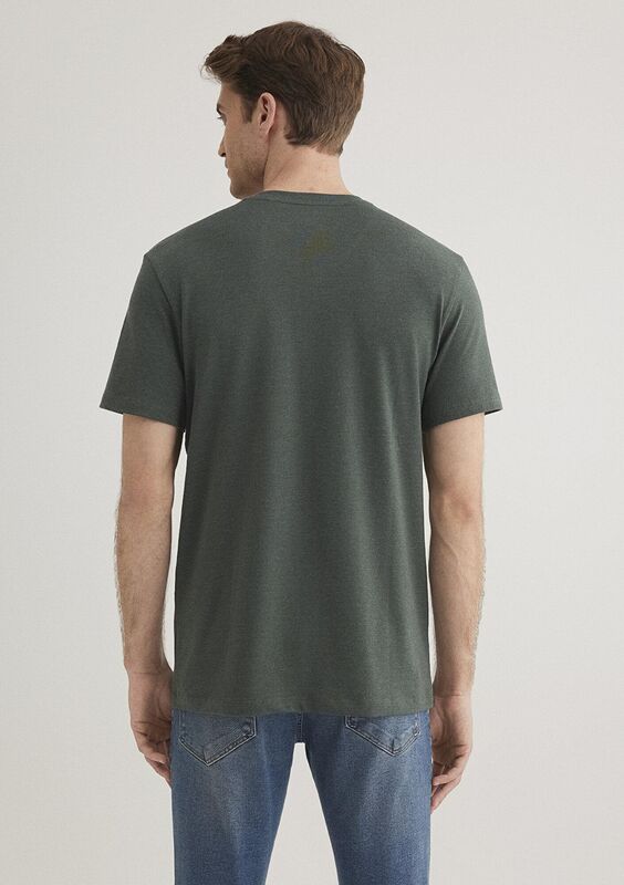 STRETCH V YAKA TİŞÖRT Erkek Yeşil Basic T-Shirt - M061748