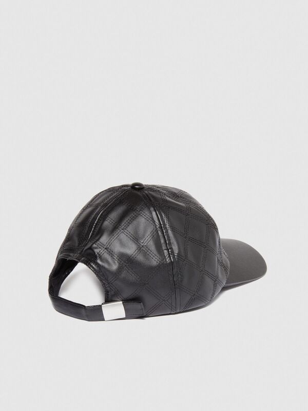 Suni Deri Kep Kadın Siyah Şapka - 323A69P1WA00P