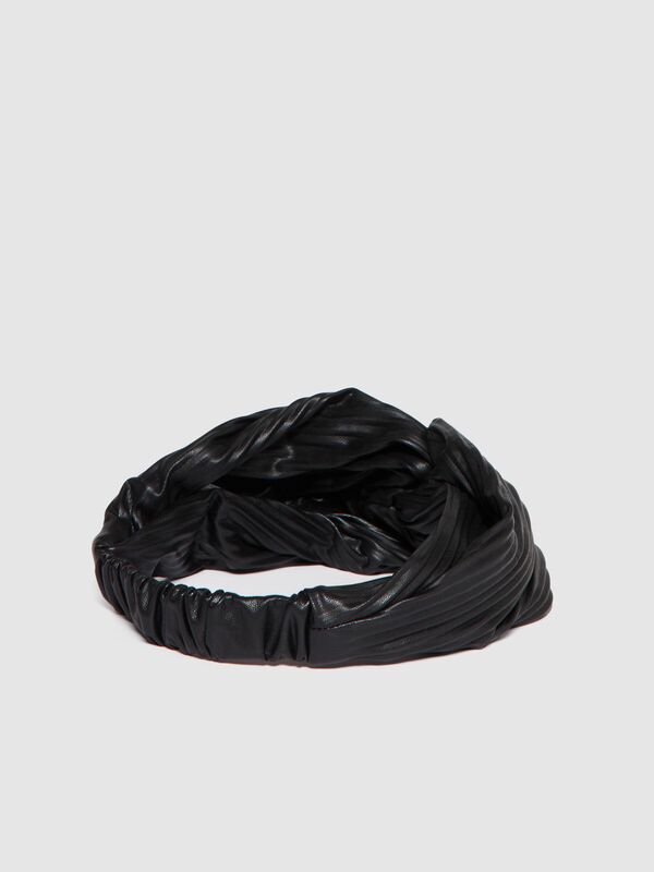 Suni Deri Pileli Bandana Kadın Siyah Bandana - 323A69P1WA00H