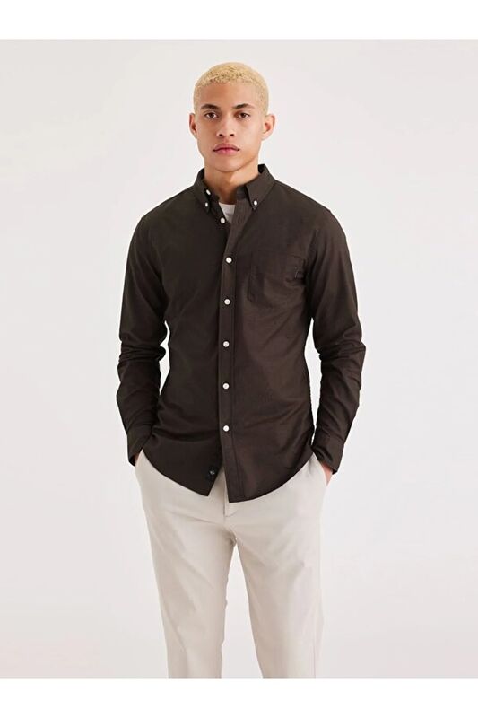 Dockers - T2 OXFORD SAVIER OXFORD DEEP FOREST PLAI Erkek Beyaz Gömlek - L29599