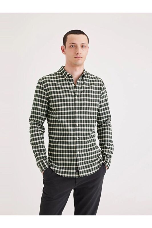 T2 OXFORD SAVIER OXFORD DEEP FOREST PLAI Erkek Yeşil Gömlek - L29599