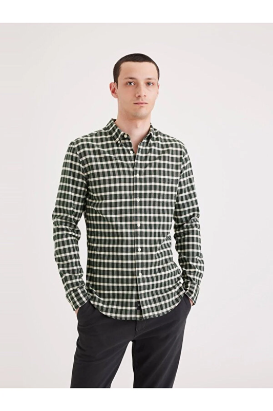 T2 OXFORD SAVIER OXFORD DEEP FOREST PLAI Erkek Yeşil Gömlek - L29599