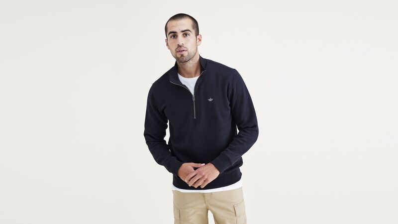 T3 1/4 ZIP FLEECE NAVY BLAZER Siyah Sweatshirt - DA4165