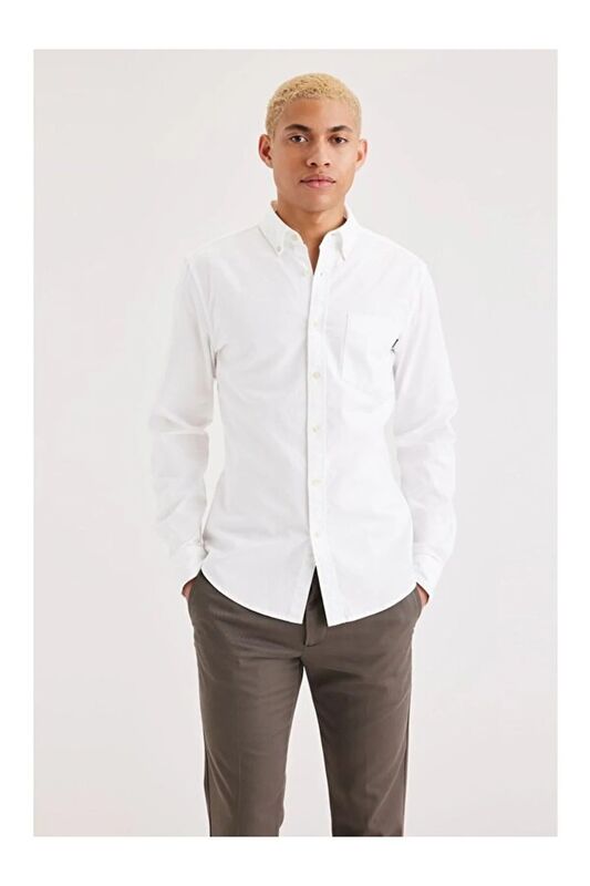 T3 OXFORD SLIM LUCENT WHITE Erkek Yeşil Gömlek - A8816