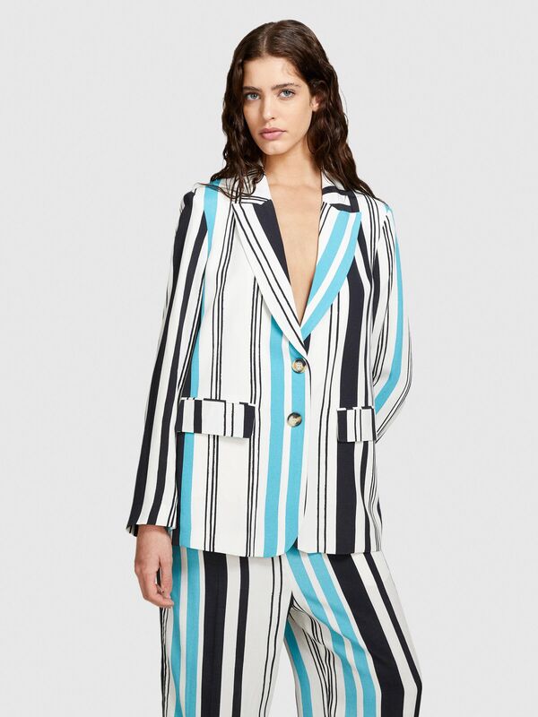 Tamamı Desenli Çift Düğmeli Maskülen Kesim Blazer Ceket Kadın Renkli Ceket - 324P2VJDLW024