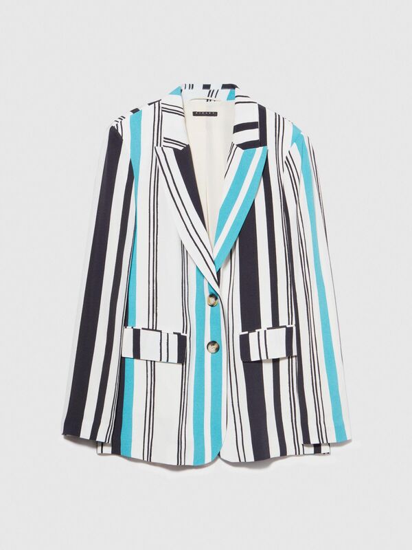 Tamamı Desenli Çift Düğmeli Maskülen Kesim Blazer Ceket Kadın Renkli Ceket - 324P2VJDLW024