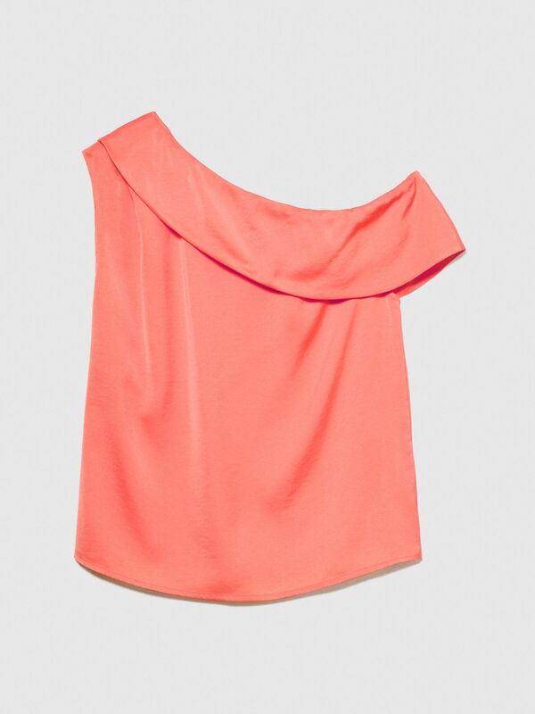 Tek Omuzlu Yaka Detaylı Kolsuz Bluz Kadın Düzenlenecek Bluz - 324P51MGLH017